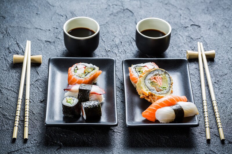 Sushi Platters with Soy Sauce
