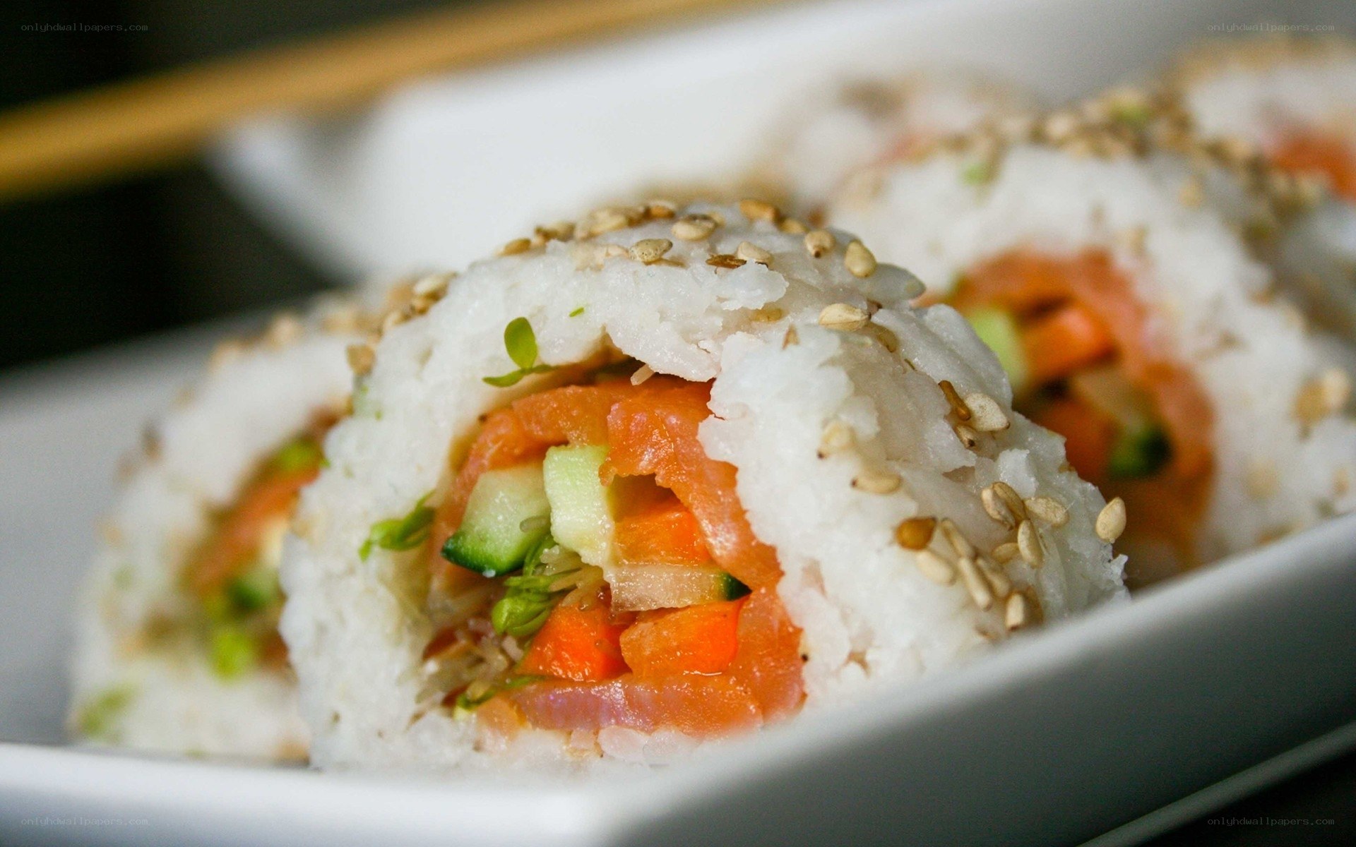 sushi roll with salmon and vegetables