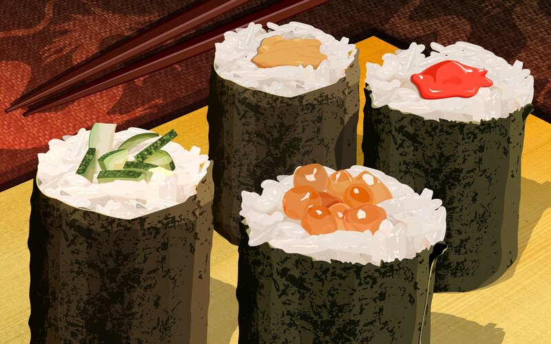 Sushi Rolls on a Plate — Brown