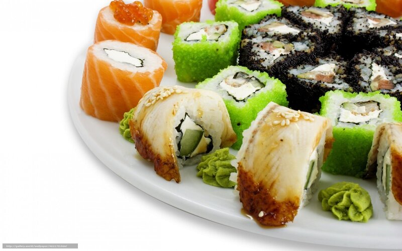 Sushi Rolls on a Plate — White, Appetizing