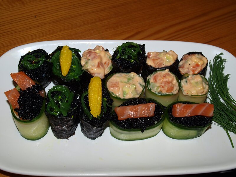 Sushi Rolls on a Plate — White