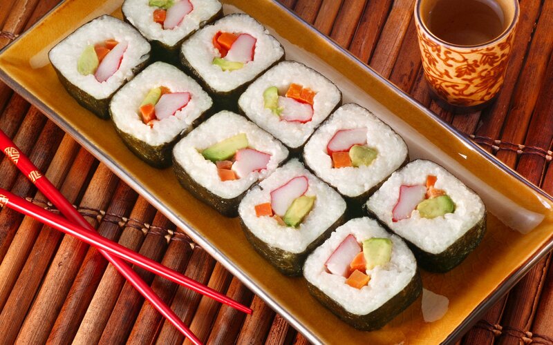 Sushi Rolls on a Platter — Brown