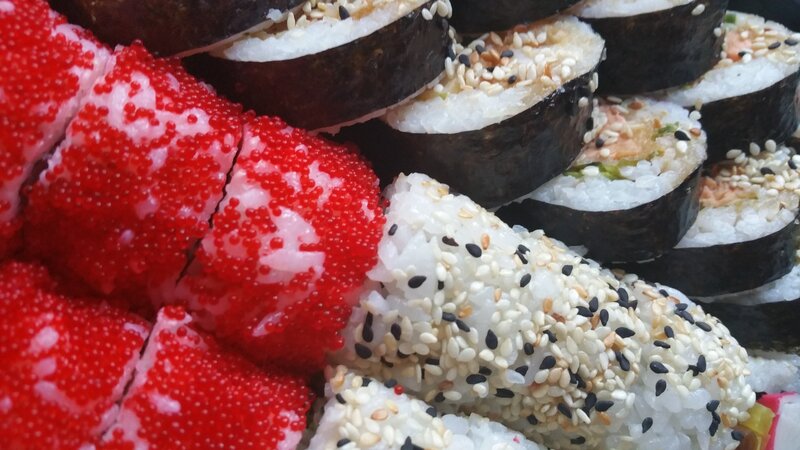 Sushi Rolls on Display