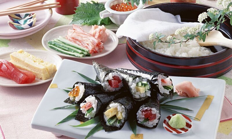 Sushi Rolls on Plate — White, Calm, Photograph