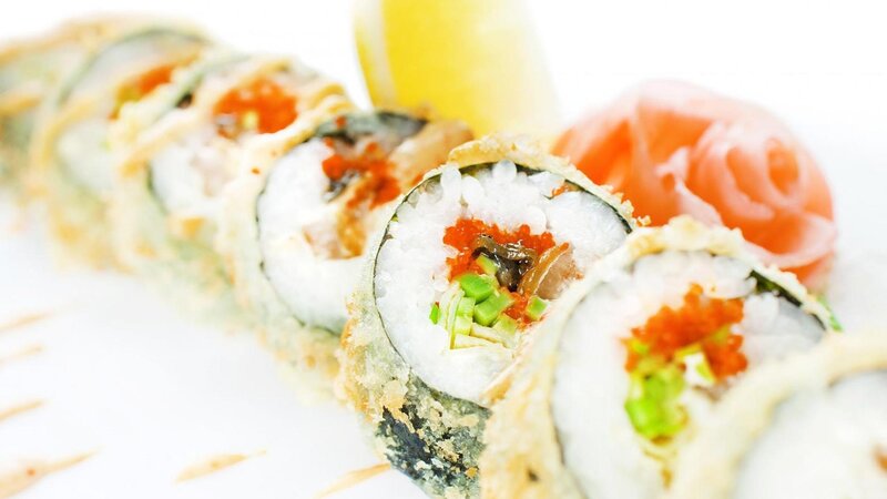 Sushi Rolls on Plate — White