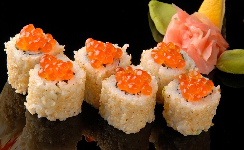 Sushi Rolls with Caviar — Black