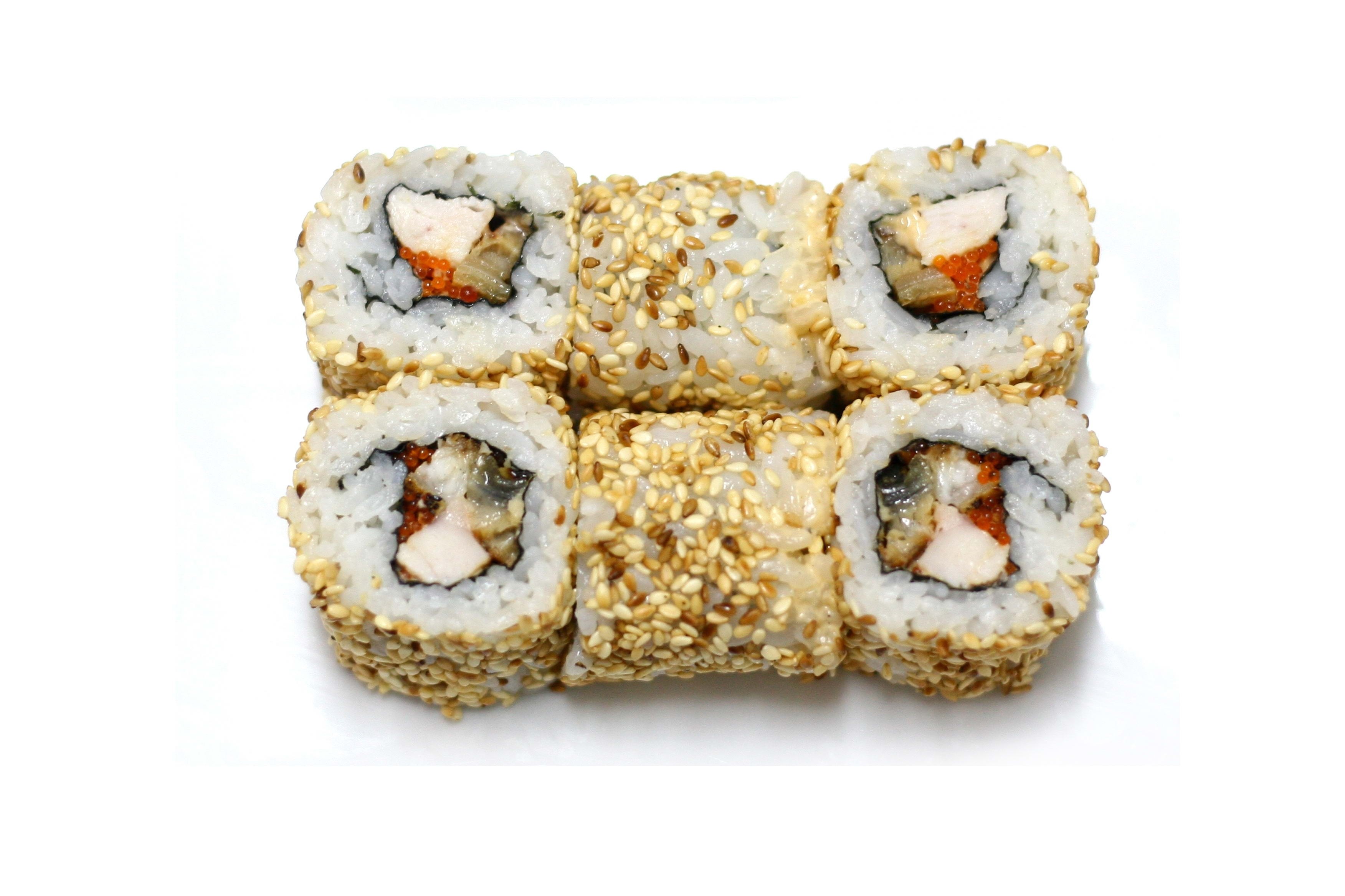 sushi rolls with sesame seeds