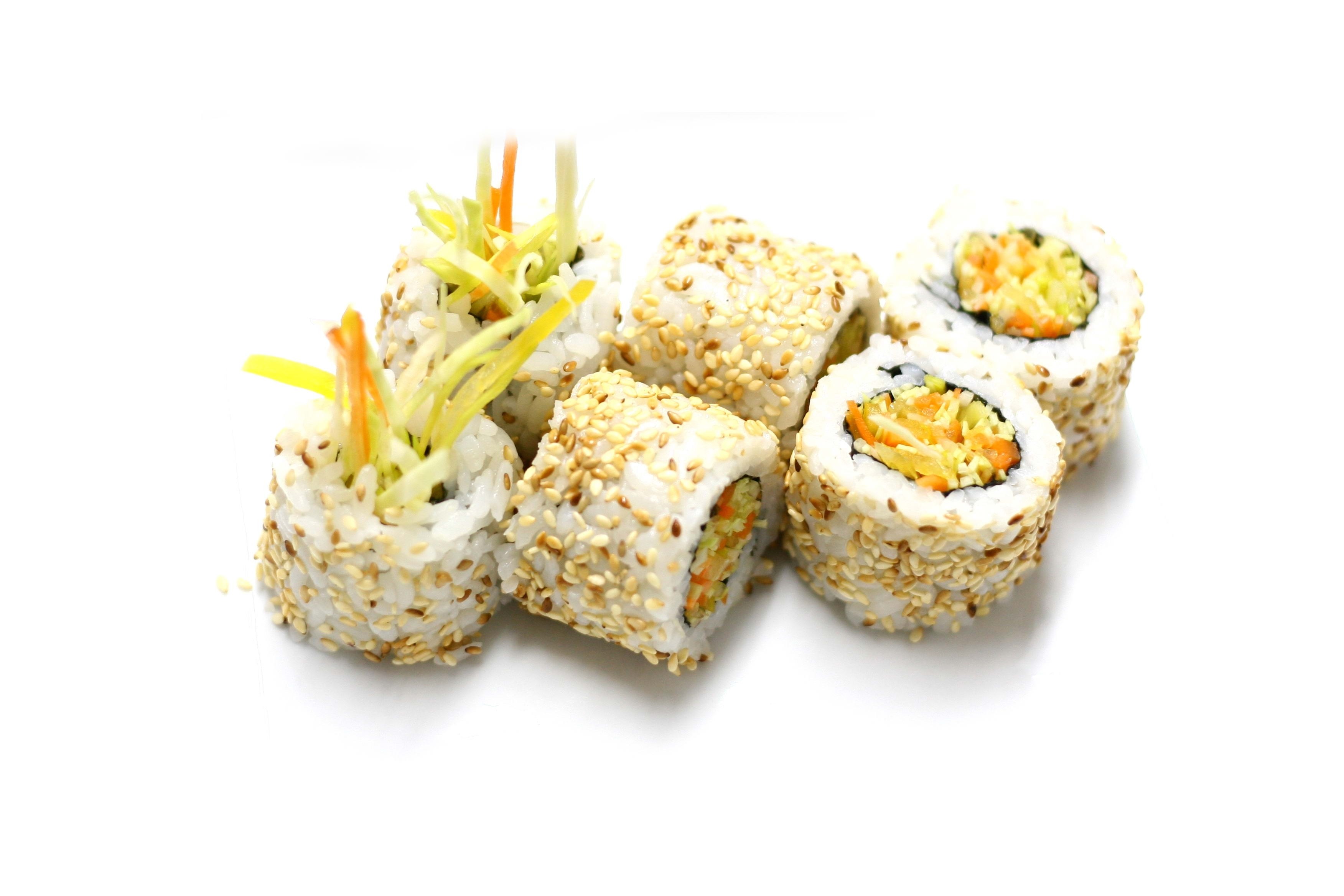 sushi rolls with sesame seeds