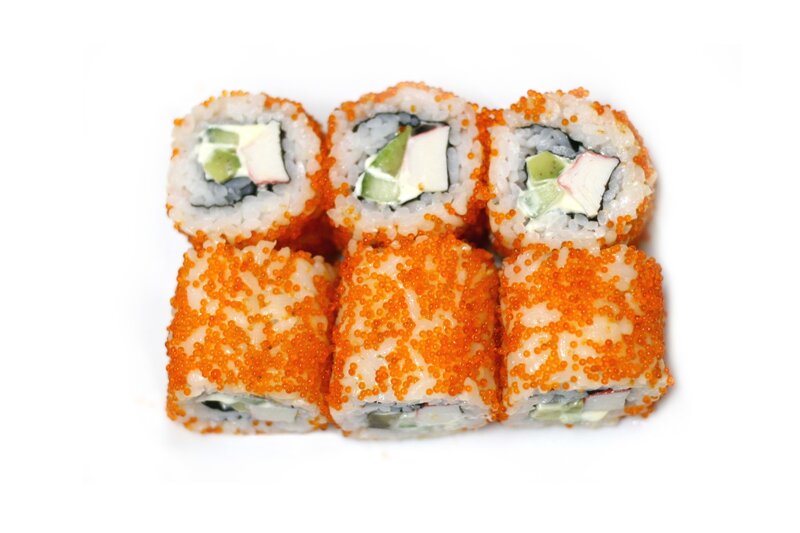 Sushi Rolls with Tobiko — White