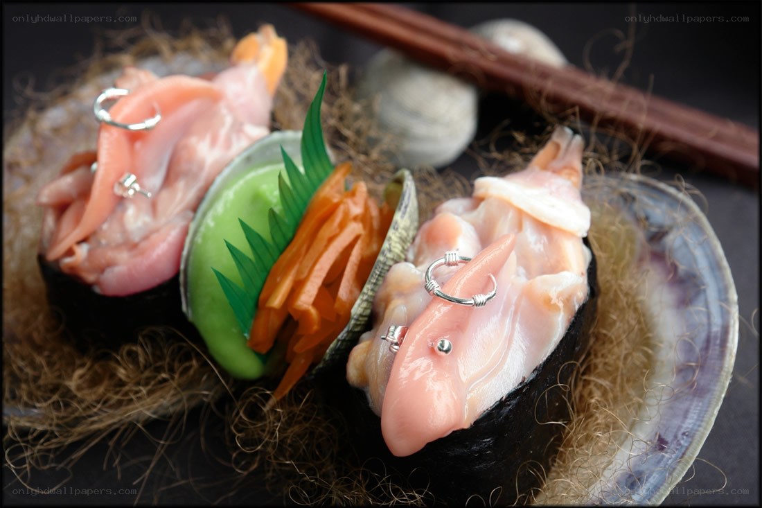sushi with fish and garnish