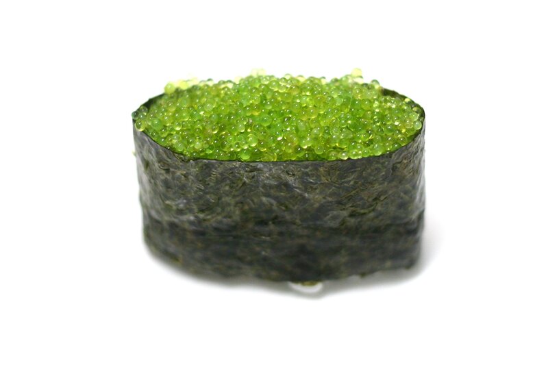 sushi with green caviar