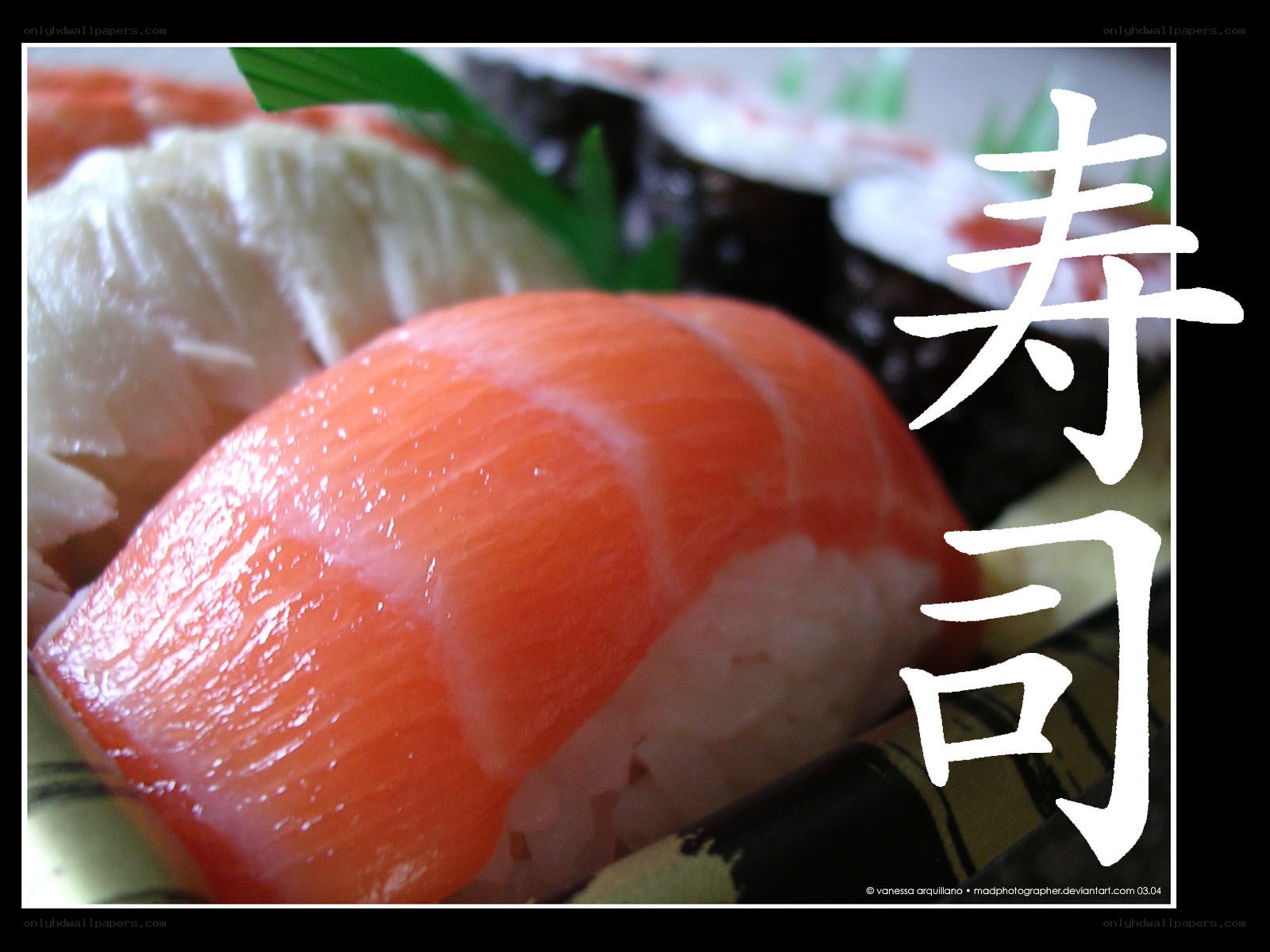 sushi with salmon nigiri