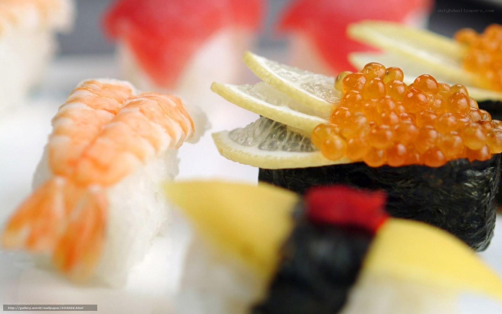 sushi with shrimp and fish roe