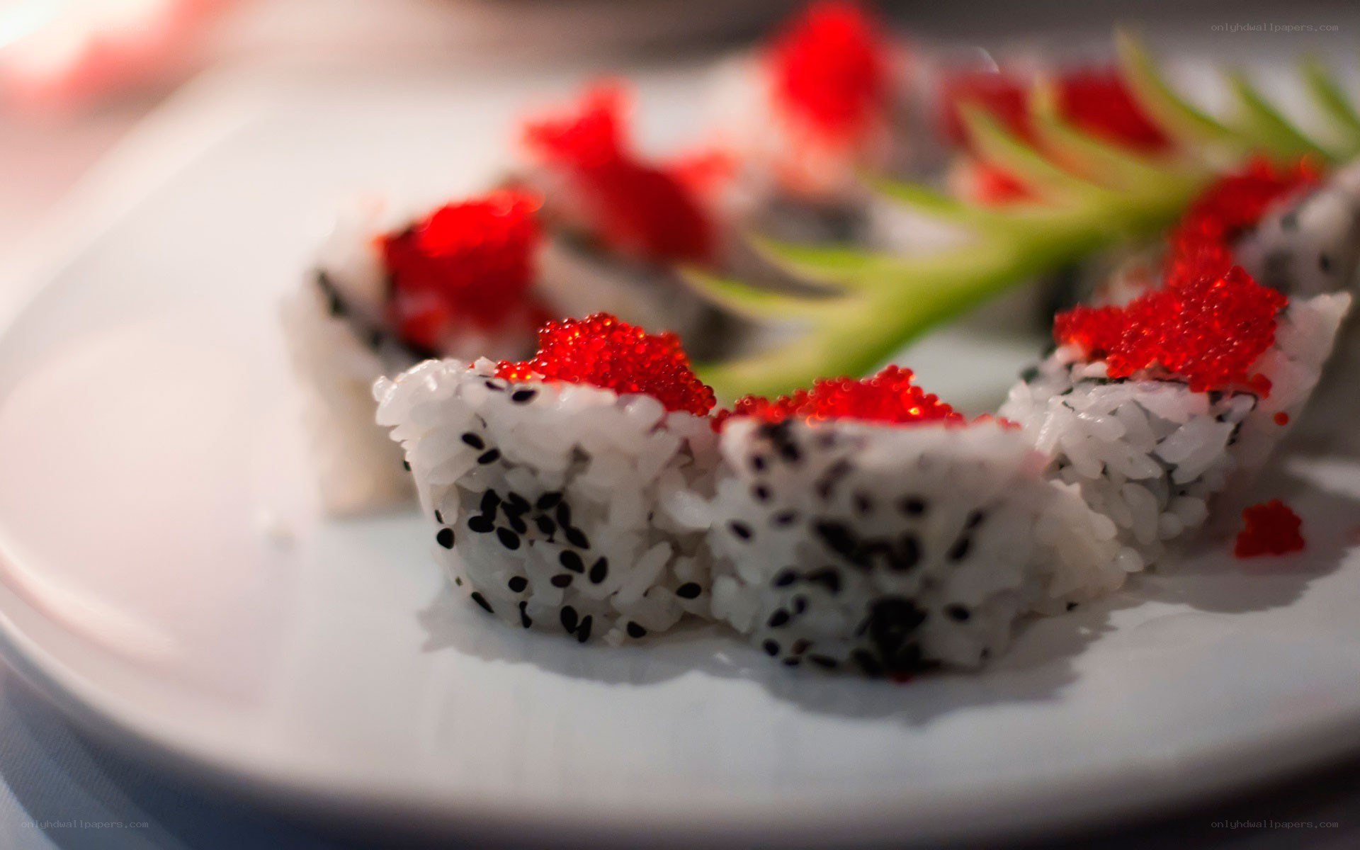 sushi with tobiko on plate