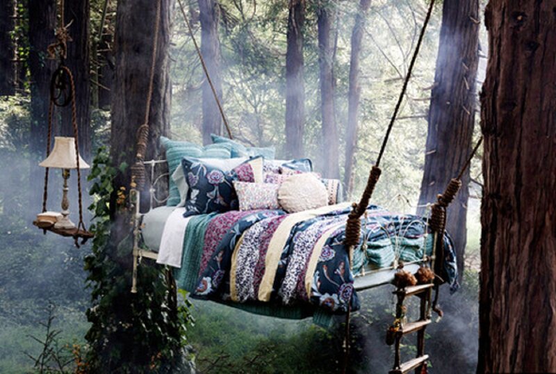 Suspended Bed in Forest