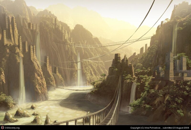 Suspended Bridges in Canyon