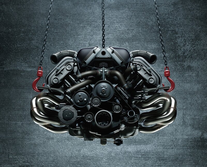 suspended car engine