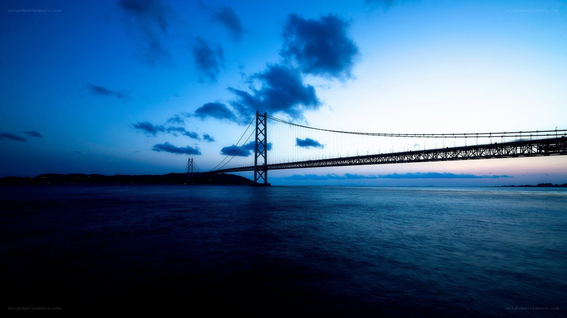 suspension bridge at dusk