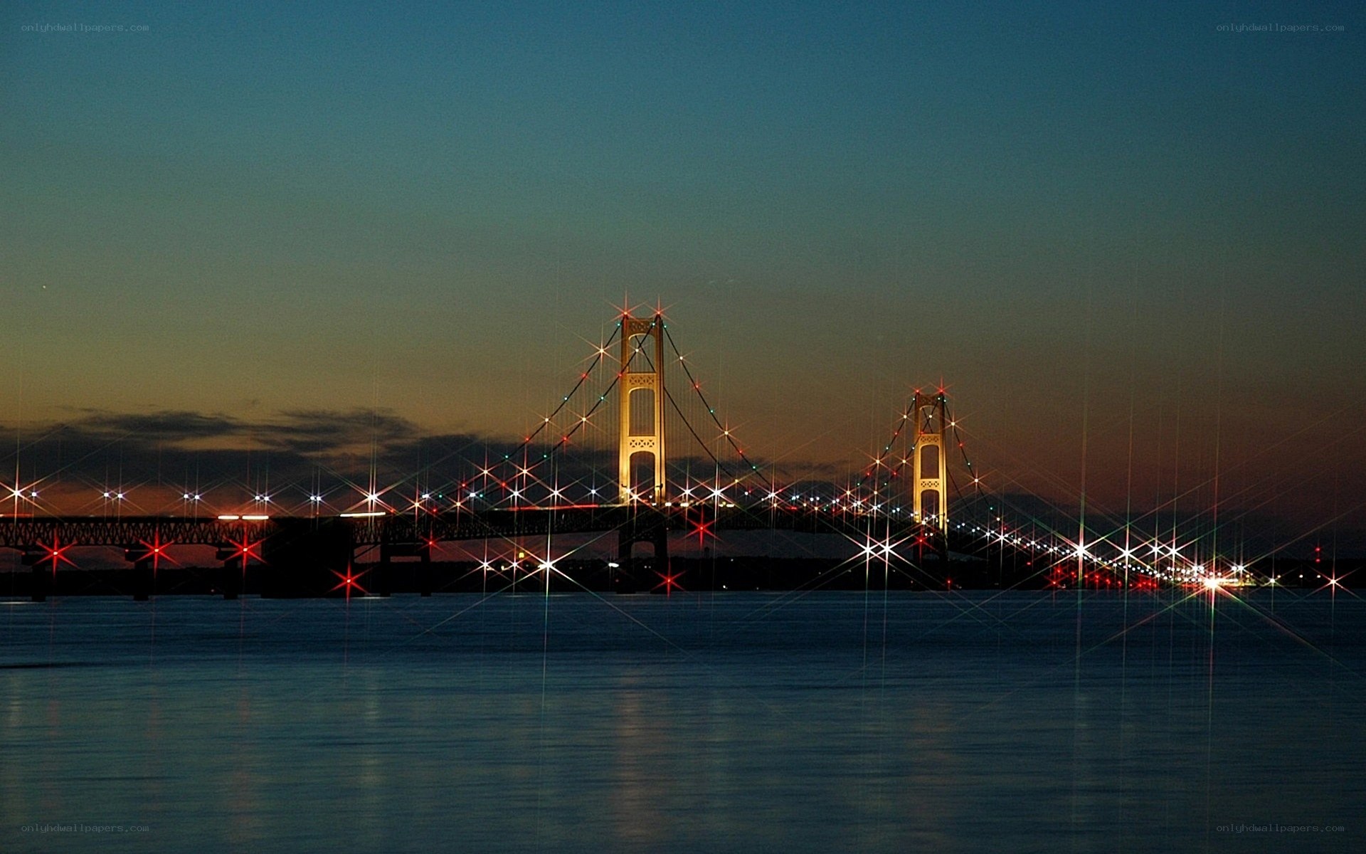 suspension bridge at dusk