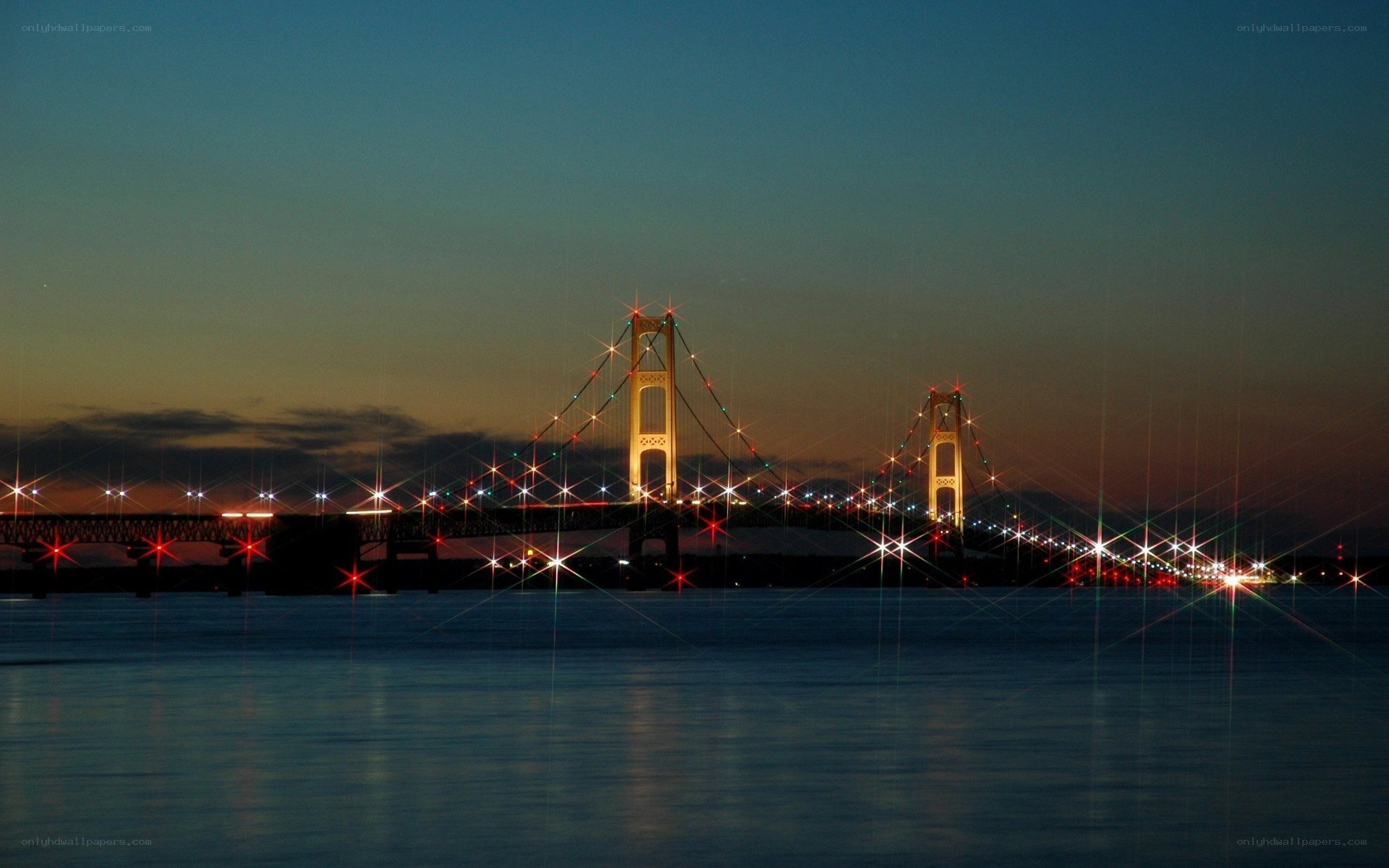 suspension bridge at dusk