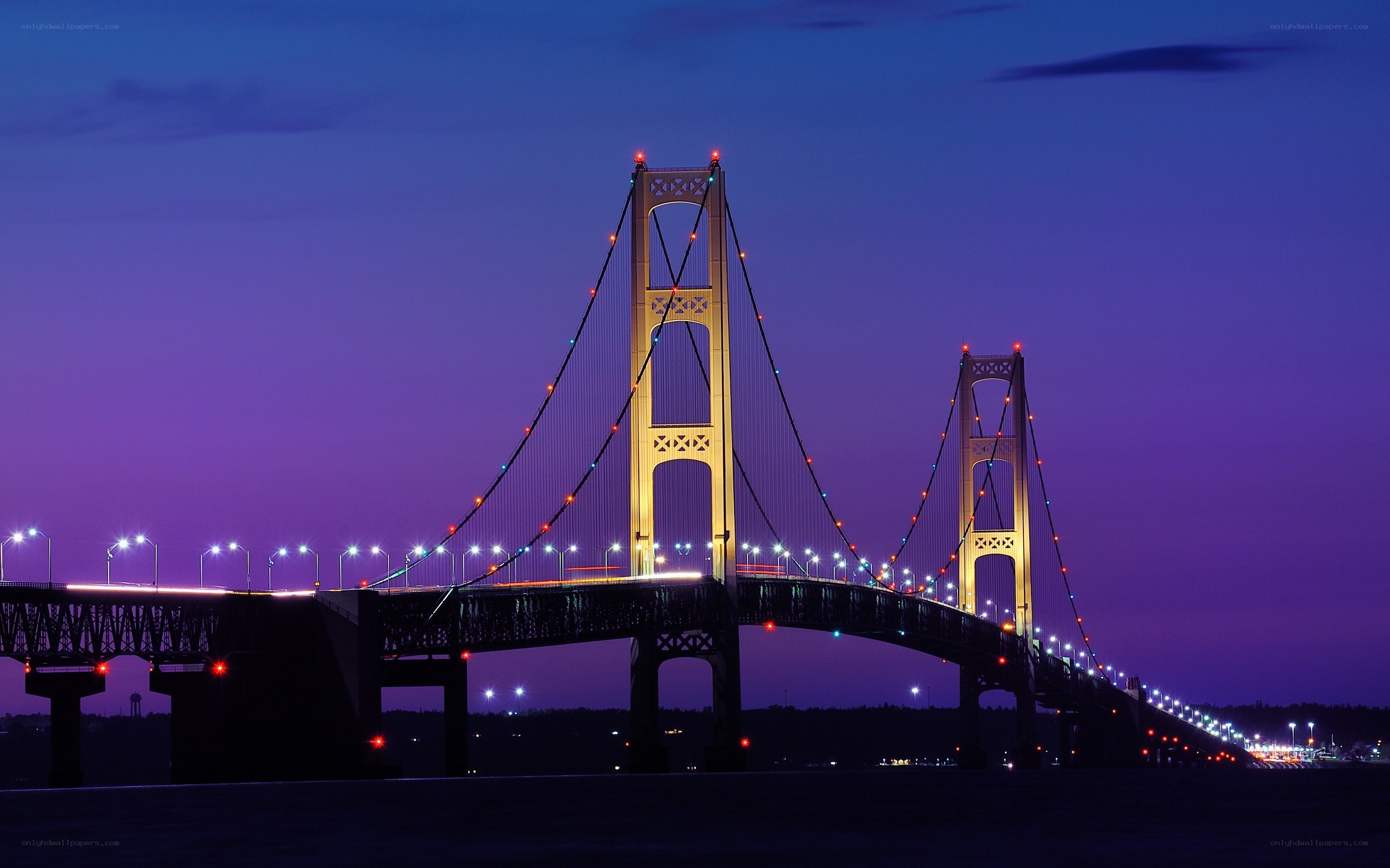 suspension bridge at dusk
