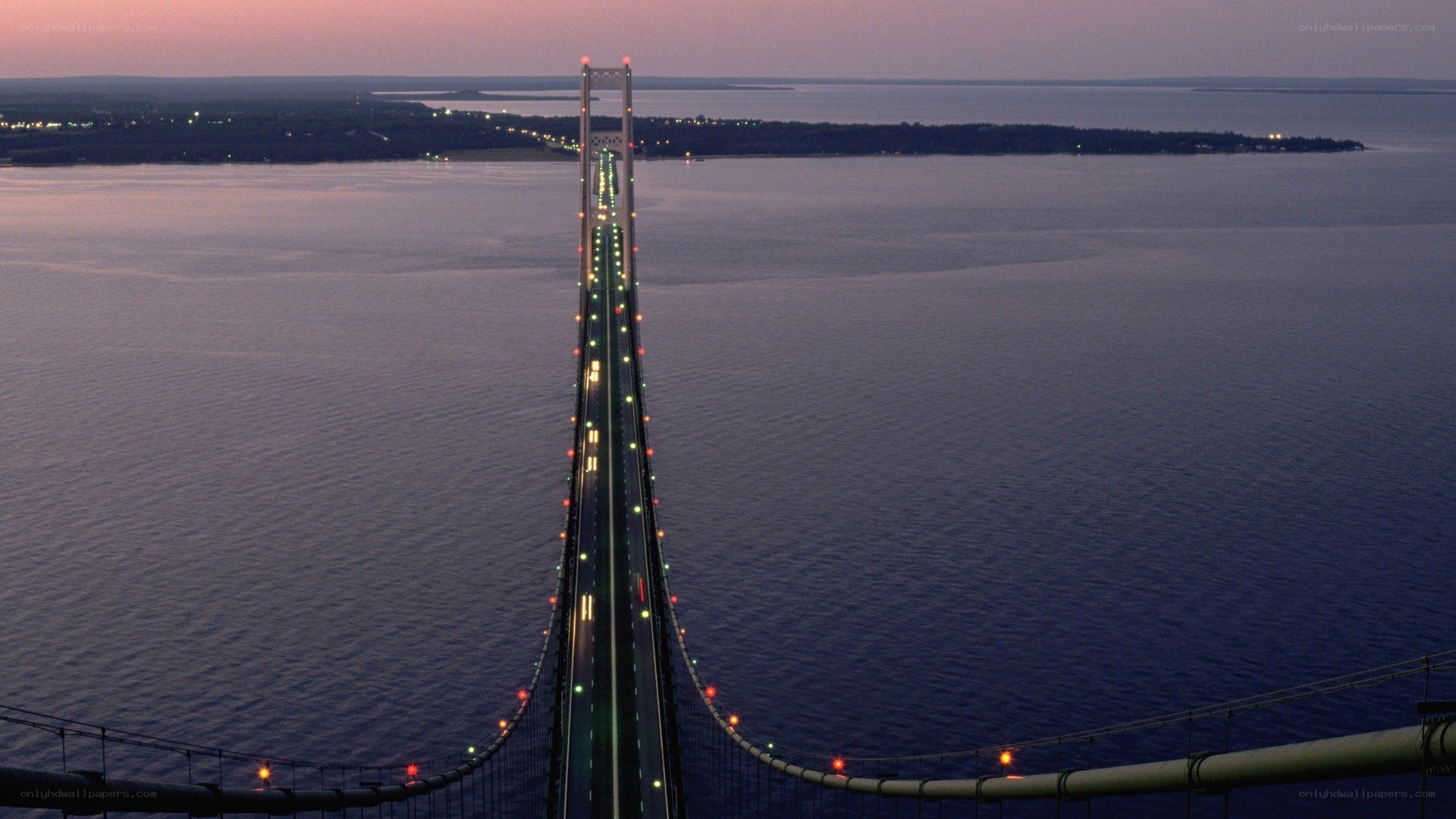 suspension bridge at dusk