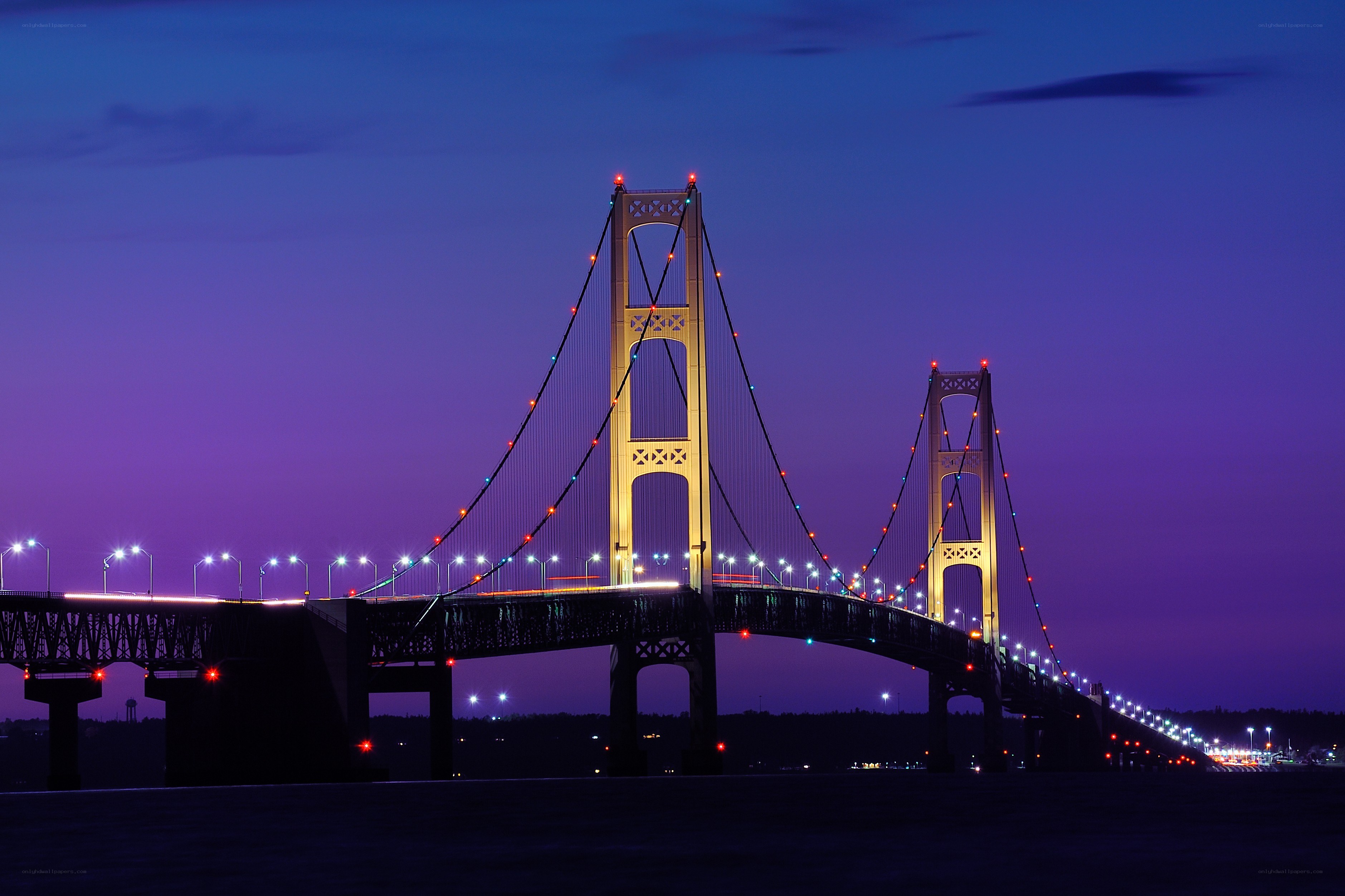 suspension bridge at dusk