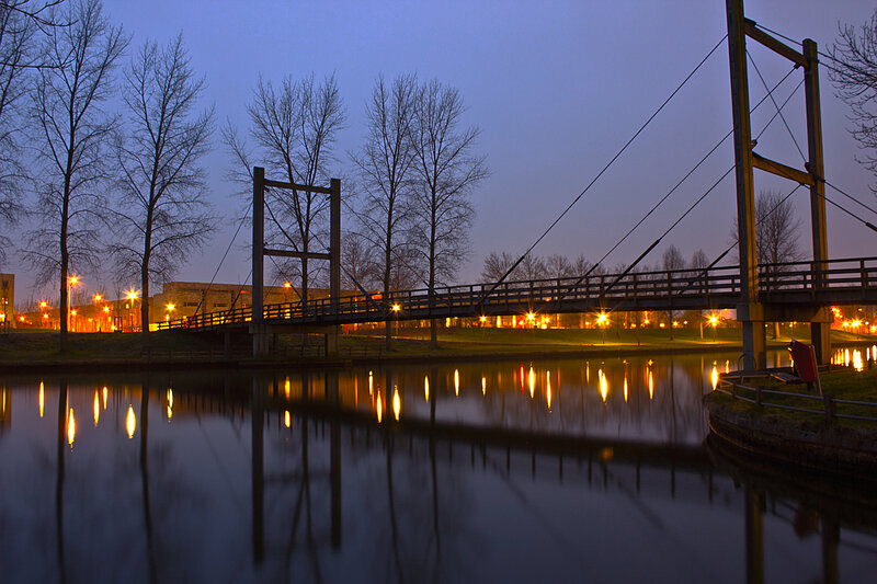 Suspension Bridge at Dusk — Blue