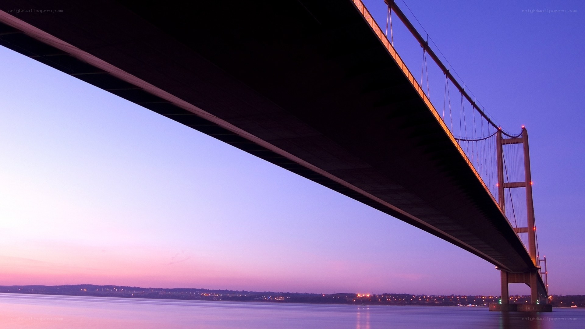 suspension bridge at dusk