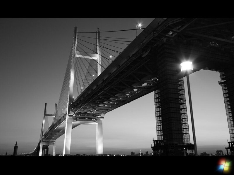 Suspension Bridge at Night — Black, Dramatic, Photograph, Streetlight