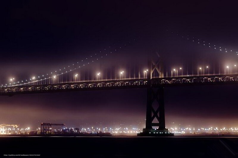 Suspension Bridge at Night — Black, Moody