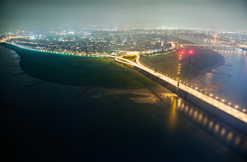 Suspension Bridge at Night — Black, Serene