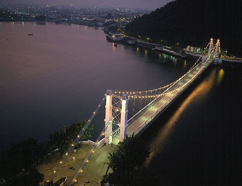 Suspension Bridge at Night — Black