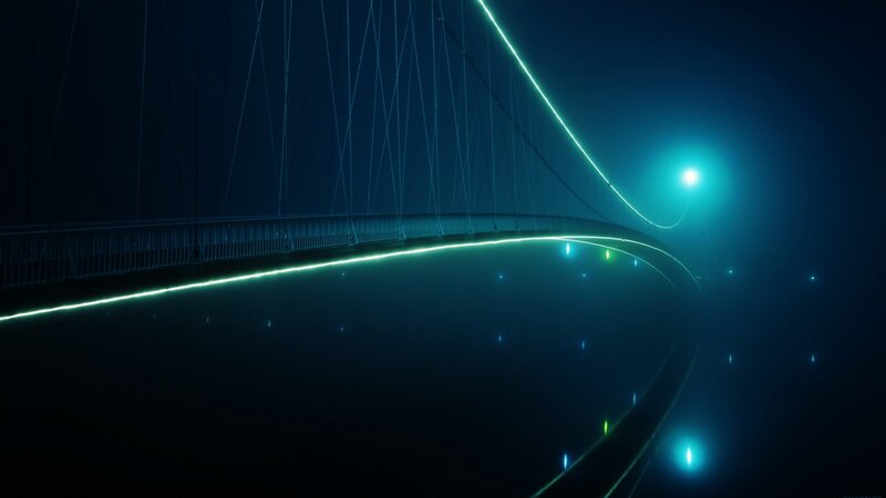 Suspension Bridge at Night — Blue, Dark
