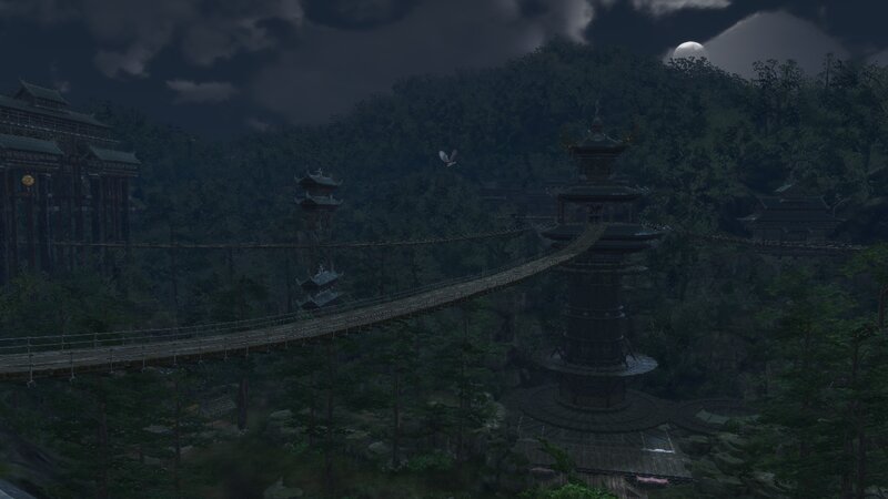 Suspension Bridge at Night — Dark Green