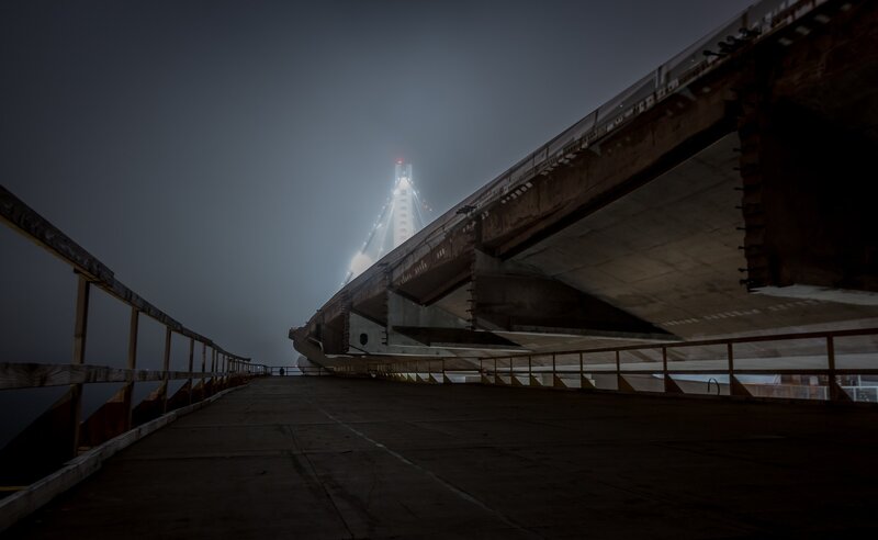 Suspension Bridge at Night — Gray