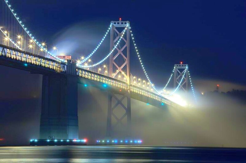 Suspension Bridge at Night