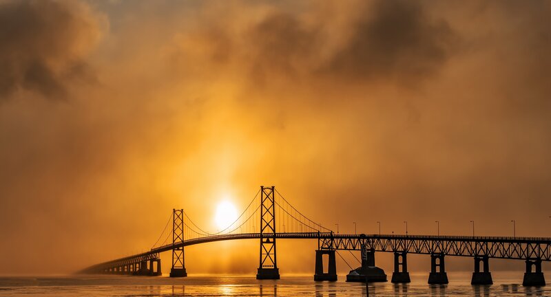 Suspension Bridge at Sunrise