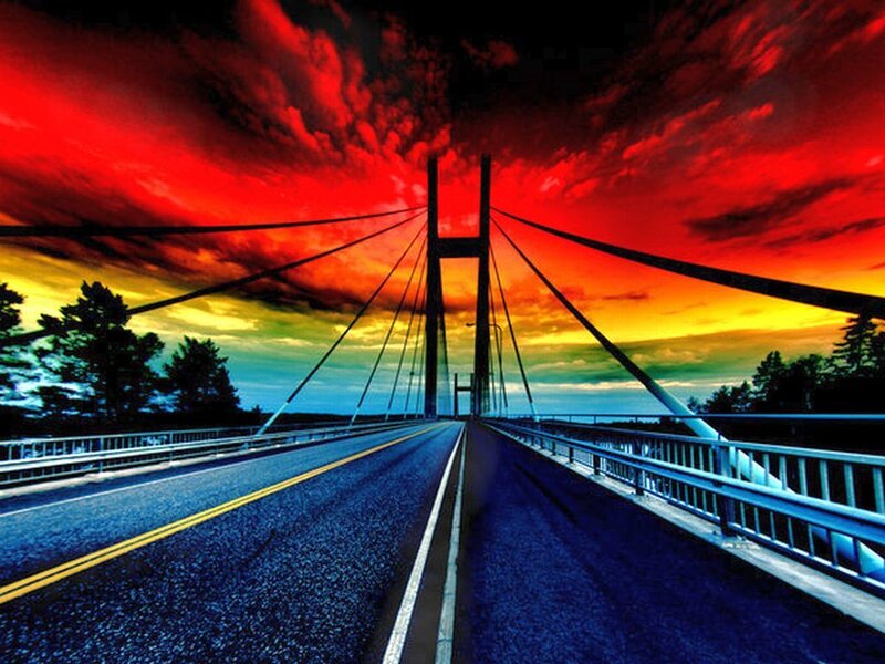 Suspension Bridge at Sunset
