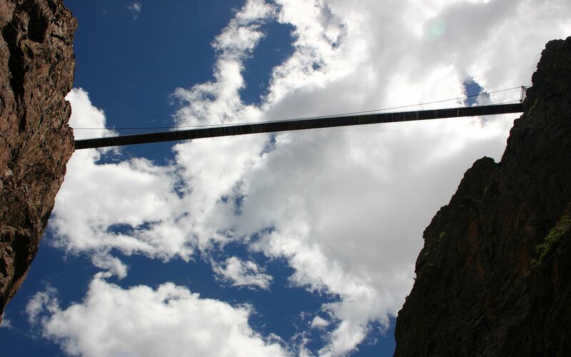 Suspension bridge between cliffs