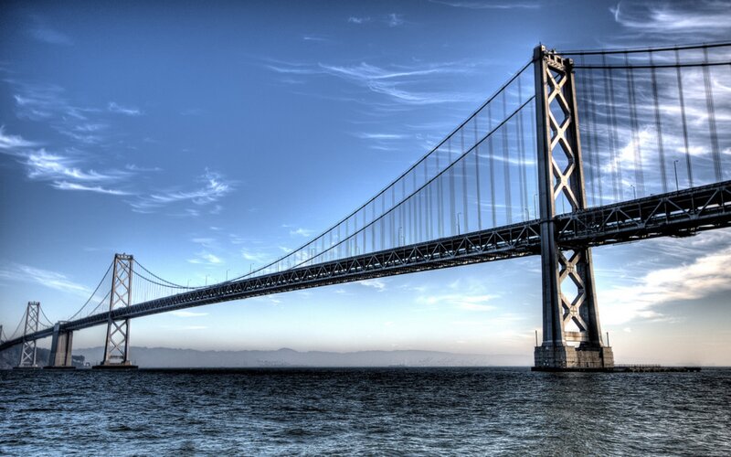 Suspension Bridge — Blue, Dramatic, Afternoon