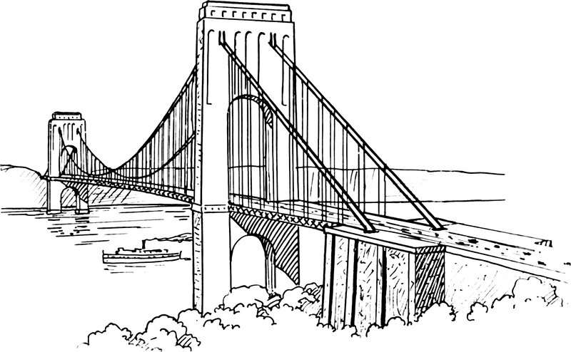 suspension bridge drawing