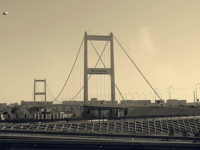 suspension bridge in city