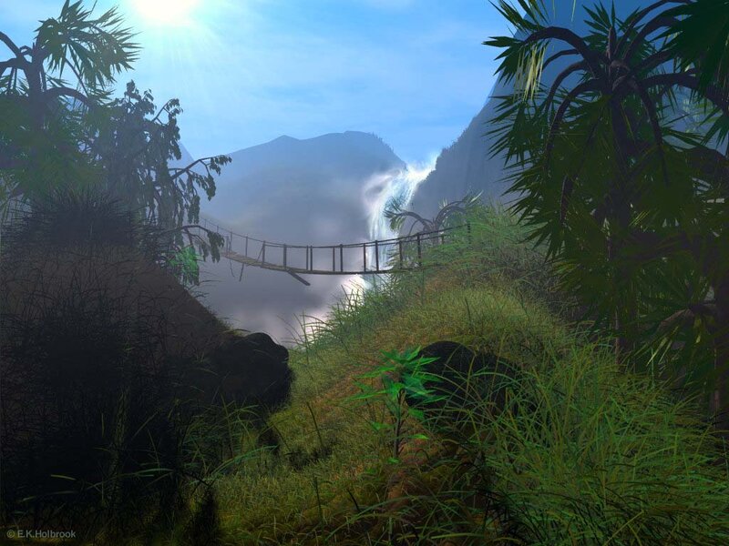 Suspension Bridge in Jungle — Green