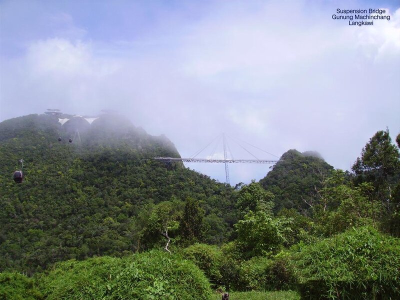 Suspension Bridge in Mountains