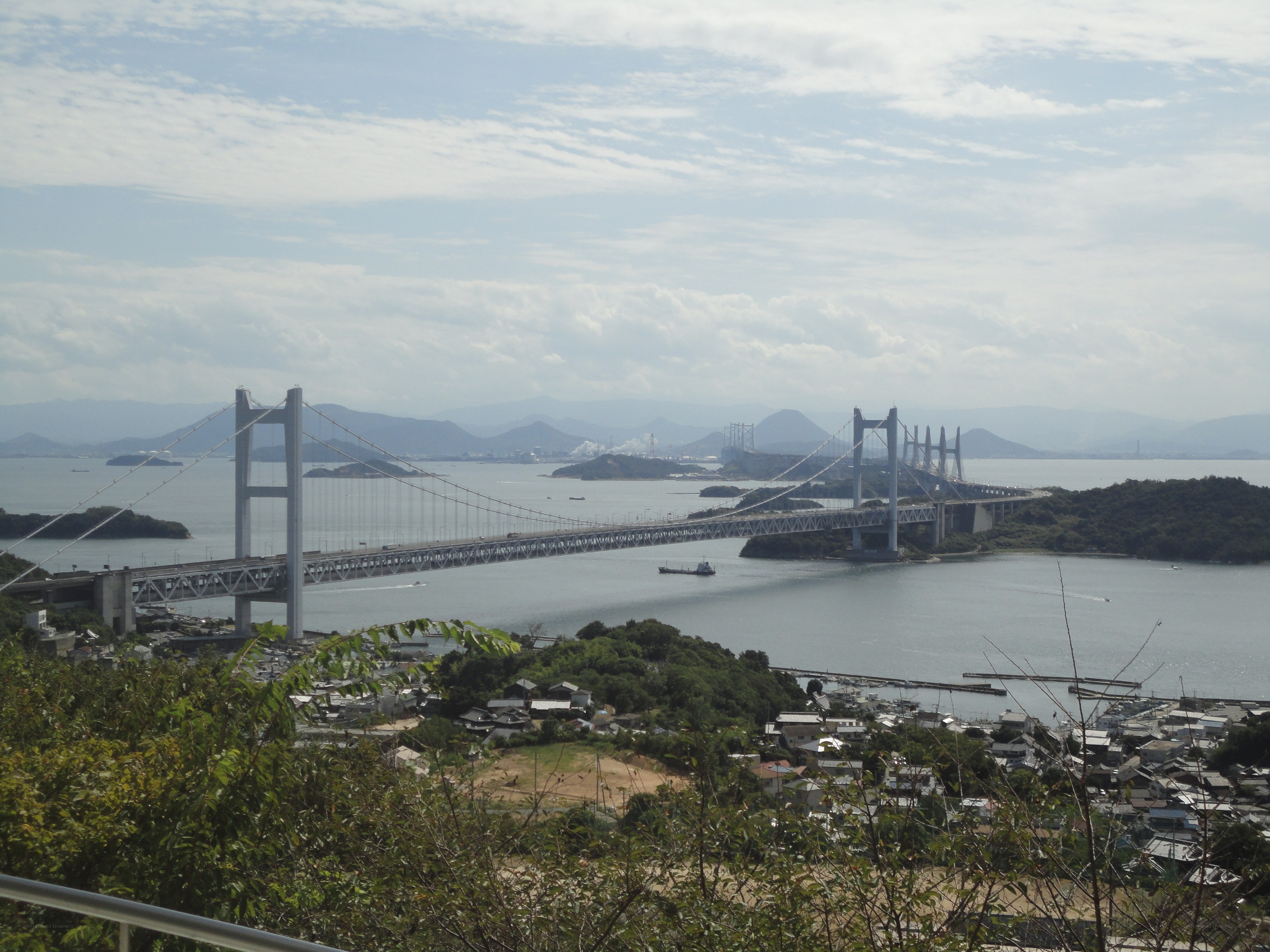 suspension bridge over a bay