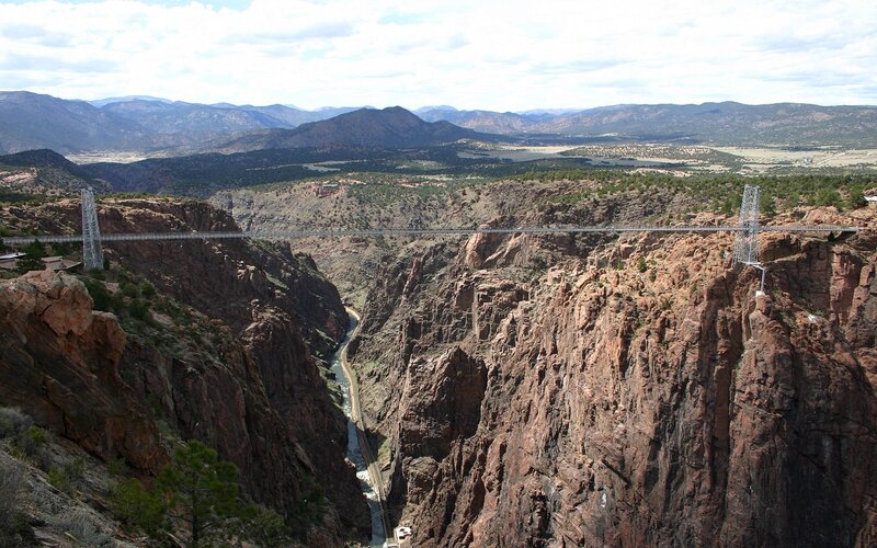 Suspension Bridge over Canyon — Brown