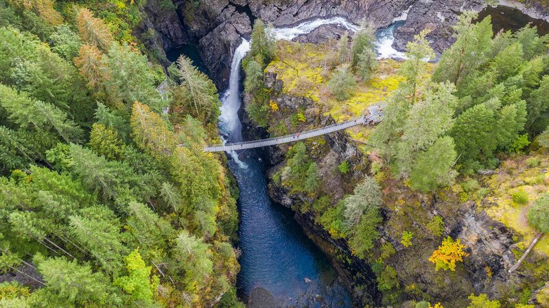 Suspension Bridge over Canyon — Green