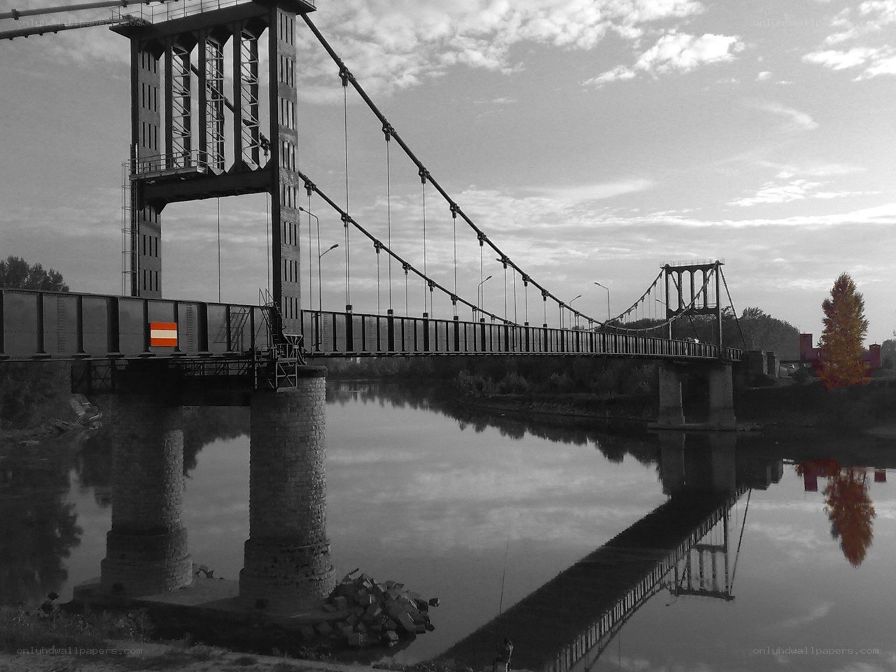 suspension bridge over river