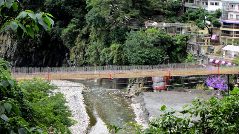 Suspension Bridge over River — Green, Natural